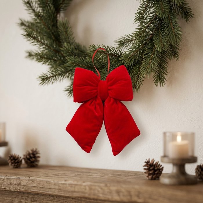 Large Decorative Red Christmas Bow with Hanger