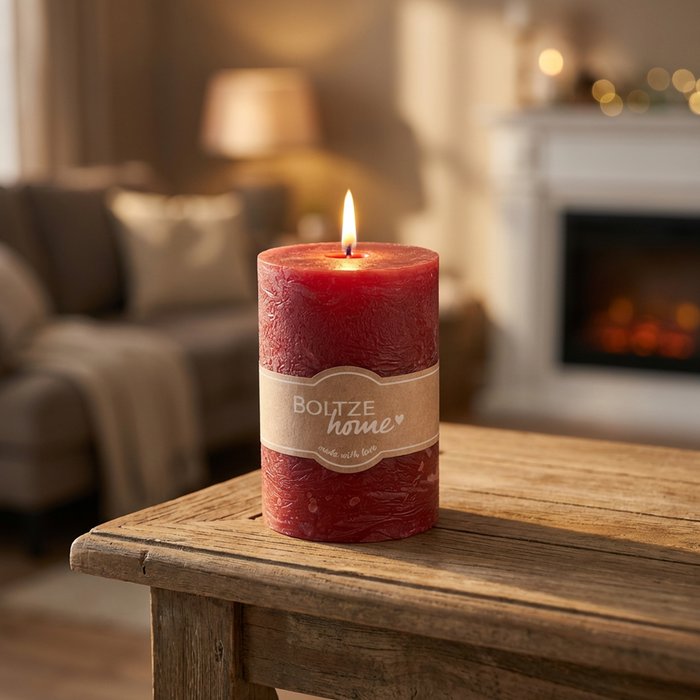 Dark Red Pillar Candle - 10cm x 7cm