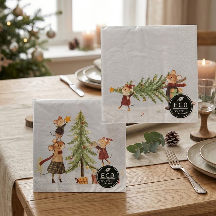 Christmas Mouse Paper Napkins - Pack of 20