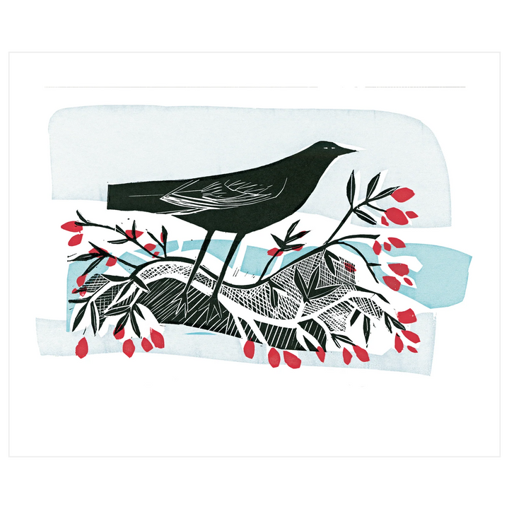 Blackbird and Berries by Angela Harding Card