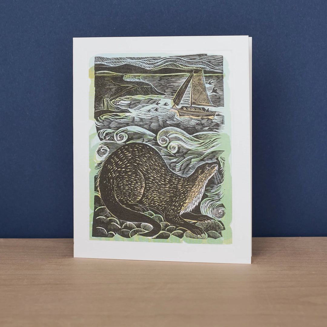 Shetland Otter And Wind Art Card