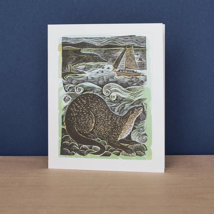 Shetland Otter And Wind Art Card