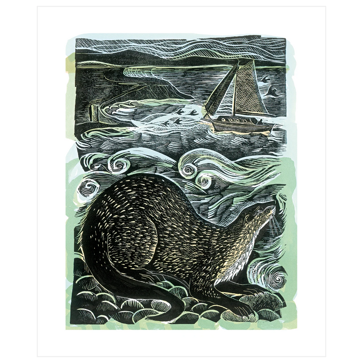 Shetland Otter And Wind Art Card