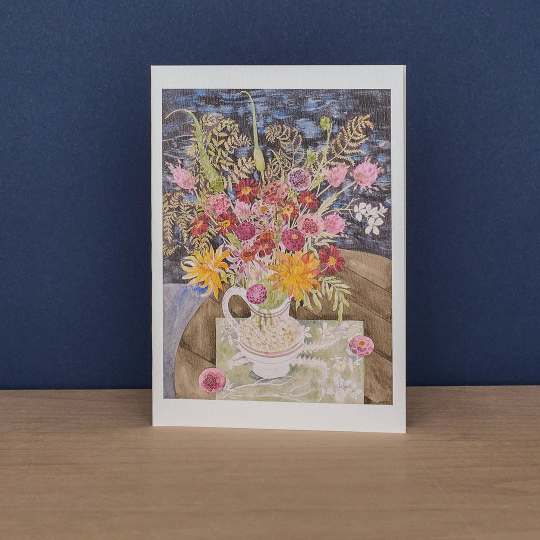 Dahlias, Dark Sky &amp; Late Summer Flowers and Ferns Art Notecards (10)