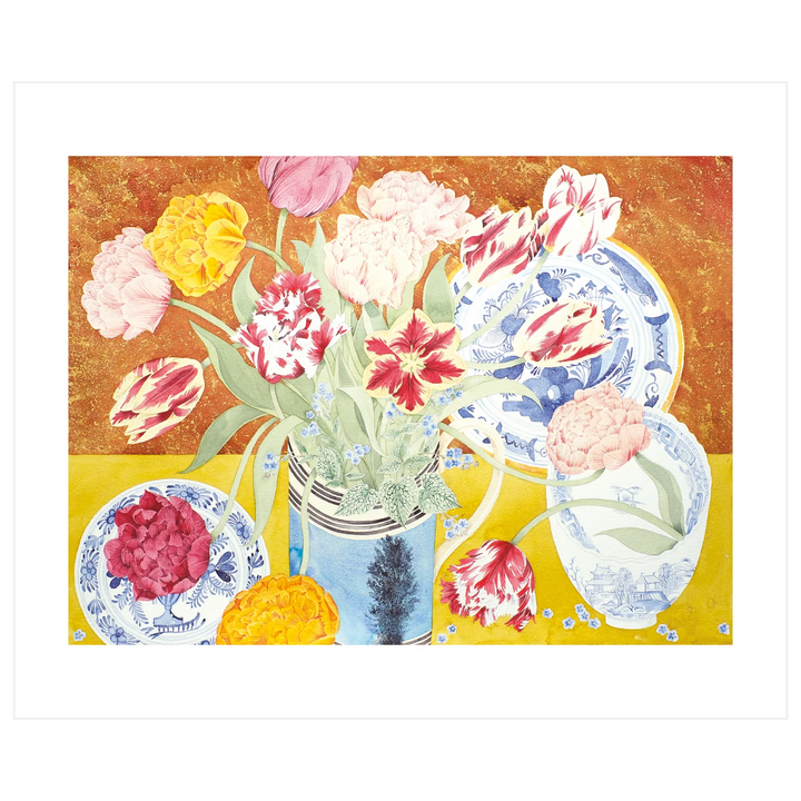 Tulips And China Blue Art Card