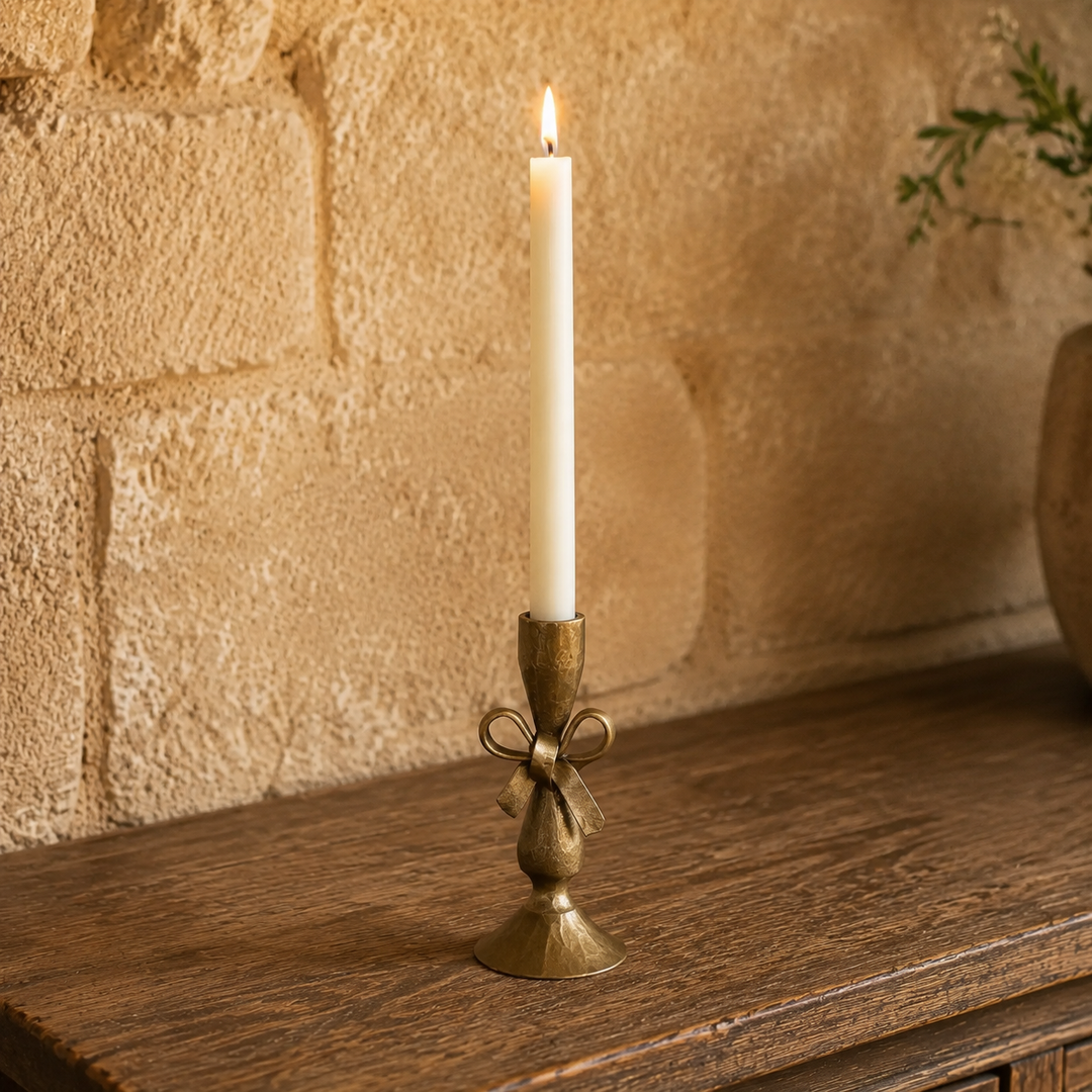 Antique Brass Finish Candle Holder