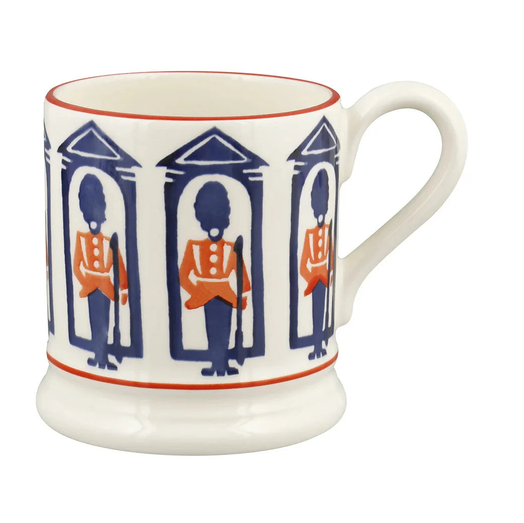 Emma Bridgewater London Icons King's Guard ½ pint ceramic mug with detailed guard illustration, white background, and classic design.