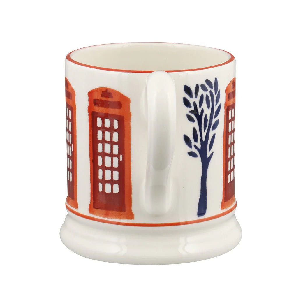 Emma Bridgewater London Icons telephone box ½ pint mug with detailed red telephone booth design on white ceramic.