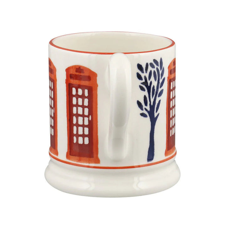 Emma Bridgewater London Icons telephone box ½ pint mug with detailed red telephone booth design on white ceramic.