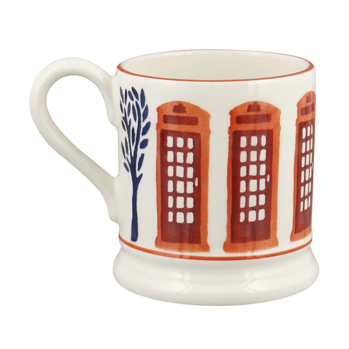 Emma Bridgewater London Icons Telephone Box half-pint mug featuring a detailed illustration of a classic red telephone box design.