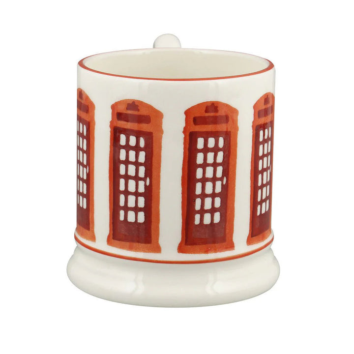 Emma Bridgewater London Icons Telephone Box ½ Pint Mug featuring a colorful illustration of a classic red British telephone box.