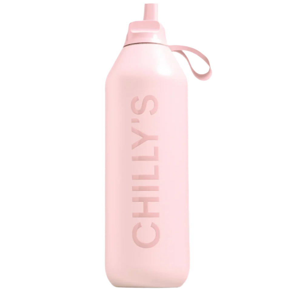 Chilly's Series 2 Switch Bottle 1000ml in blush pink with a sleek design and secure lid, ideal for staying hydrated on the go.
