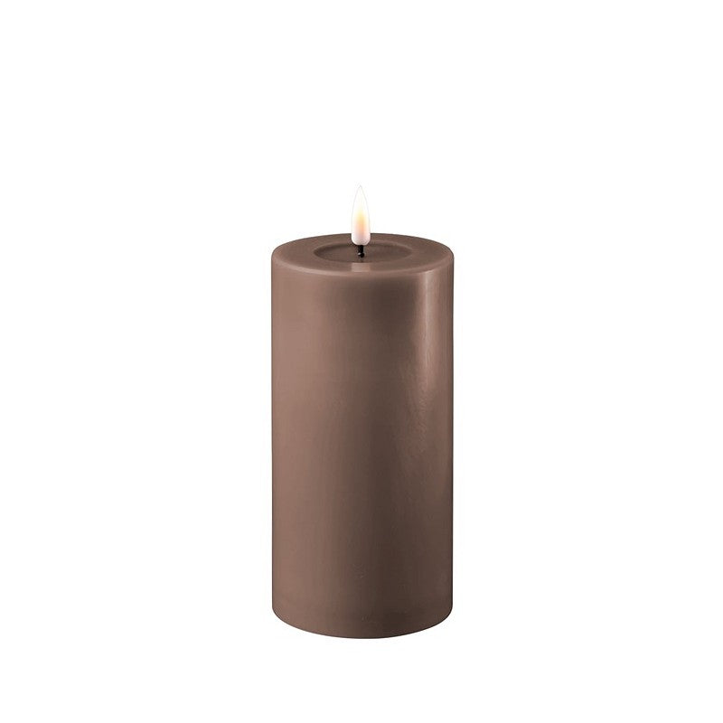 Cornucopia Home and Gift Mocca LED candle, 15cm tall, Deluxe Home Art D 7.5, with realistic flickering flame design.