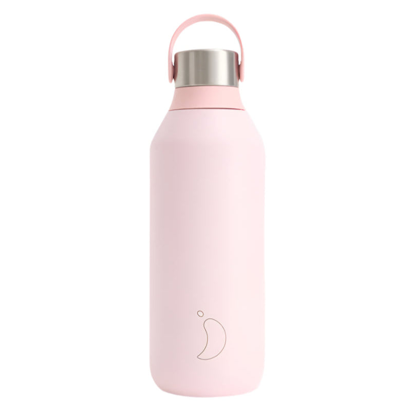 Chillys Series 2 blush pink water bottle with sleek design and screw-top lid, ideal for everyday hydration.
