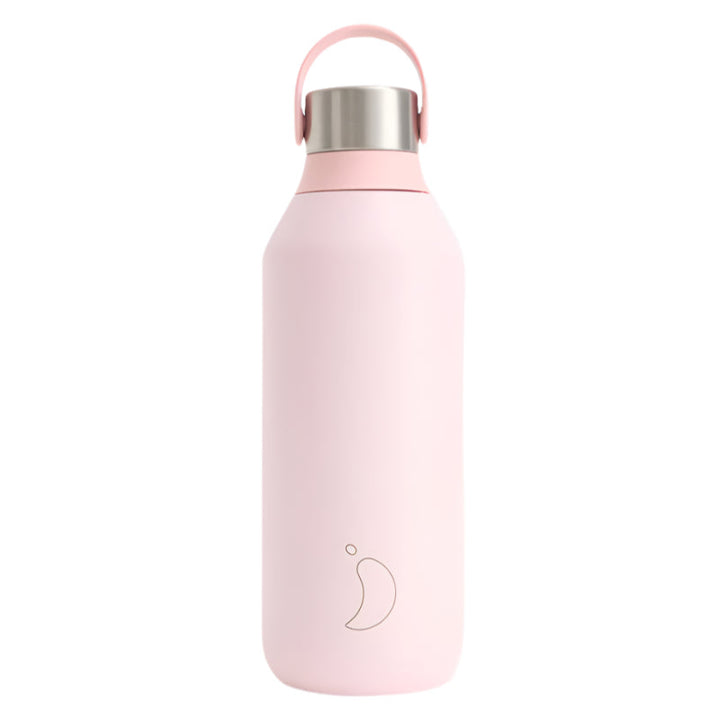 Chillys Series 2 blush pink water bottle with sleek design and screw-top lid, ideal for everyday hydration.