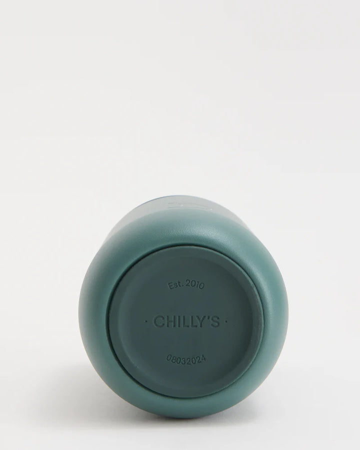 Cornucopia Home and Gift Series 2 Pine Green Chillys water bottle with a sleek, eco-friendly design and secure lid.