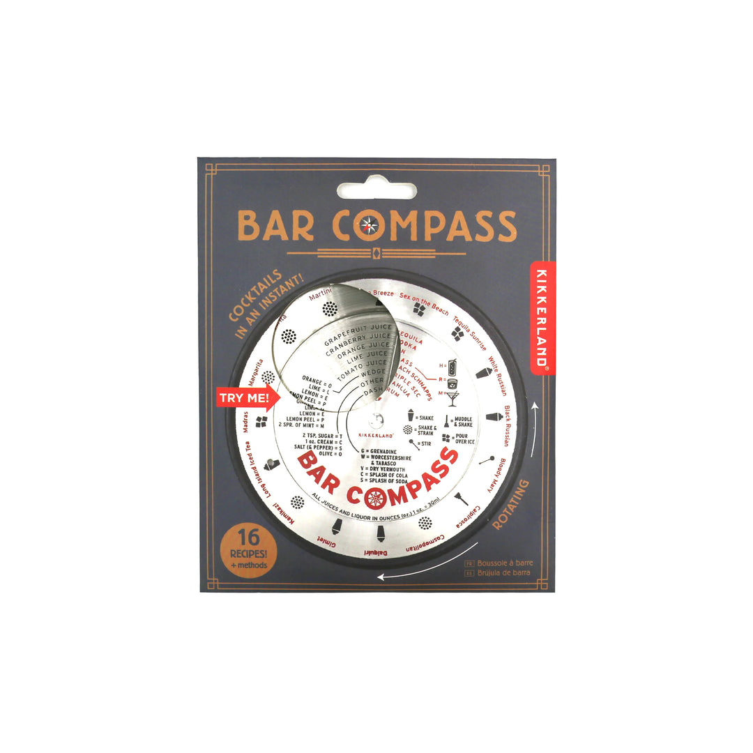 Kikkerland Bar Compass by Cornucopia Home and Gift, compact brass nautical-style bar tool with compass design