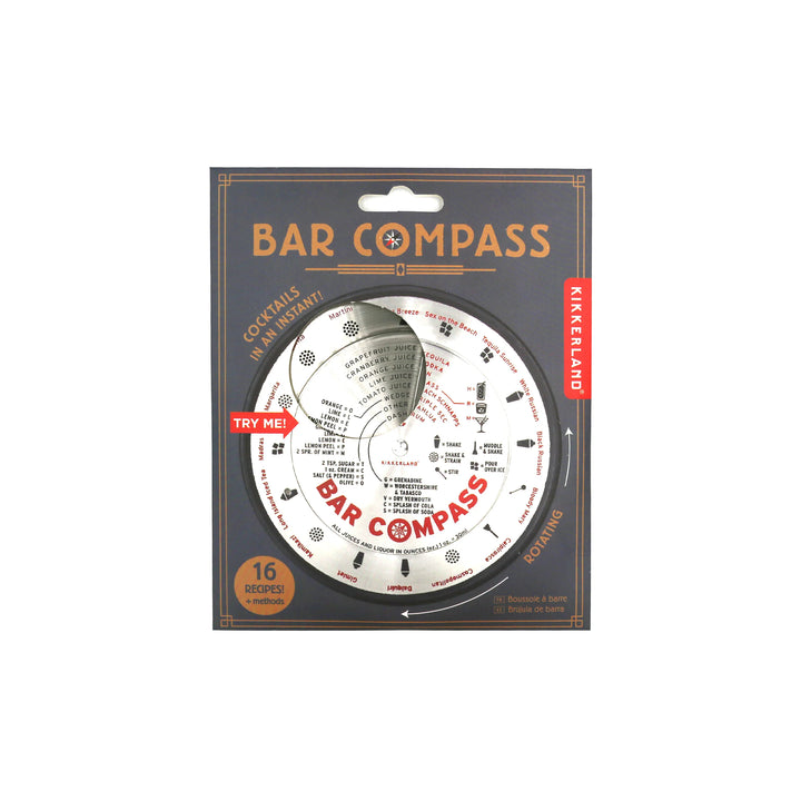 Kikkerland Bar Compass by Cornucopia Home and Gift, compact brass nautical-style bar tool with compass design