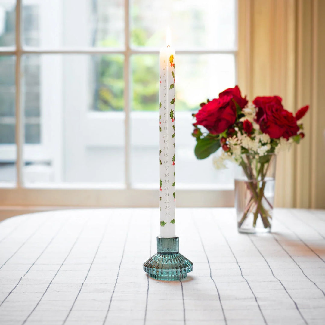 Botanical Holly Advent Dinner Candle - 30cm