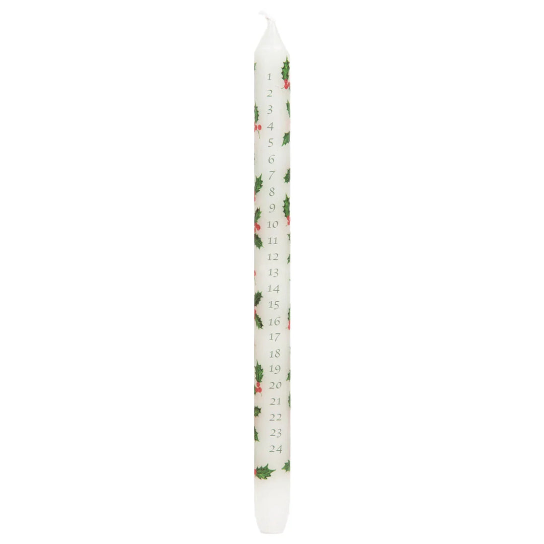 Botanical Holly Advent Dinner Candle - 30cm
