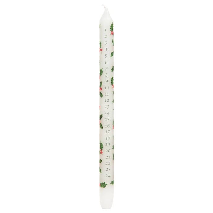 Botanical Holly Advent Dinner Candle - 30cm