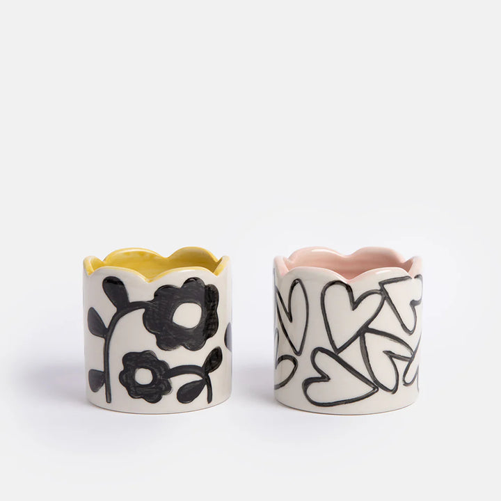 Caroline Gardner Flower/Heart Set of Two Egg Cups
