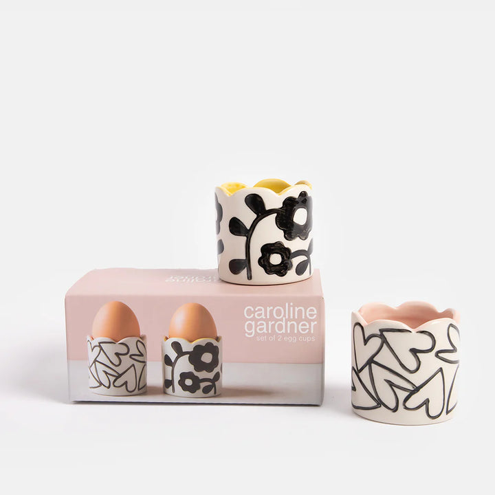 Caroline Gardner Flower/Heart Set of Two Egg Cups