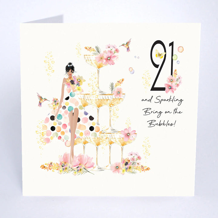 21 and Sparkling - Bring on the Bubbles Card