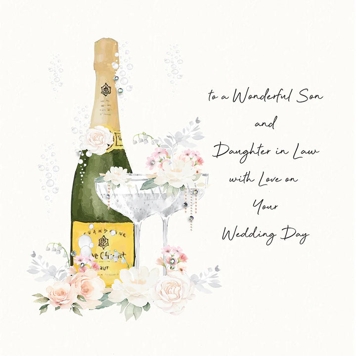 To a Wonderful Son and Daughter in Law With Love on Your Wedding Day Card