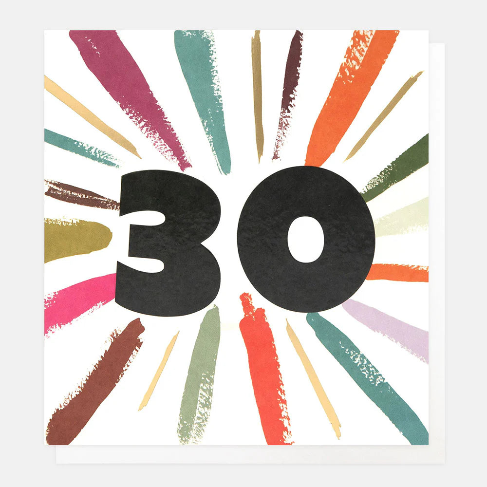 Colorful Caroline Gardner Age 30 Birthday Multicolour Burst card with vibrant design and festive message, perfect for celebrating milestone.