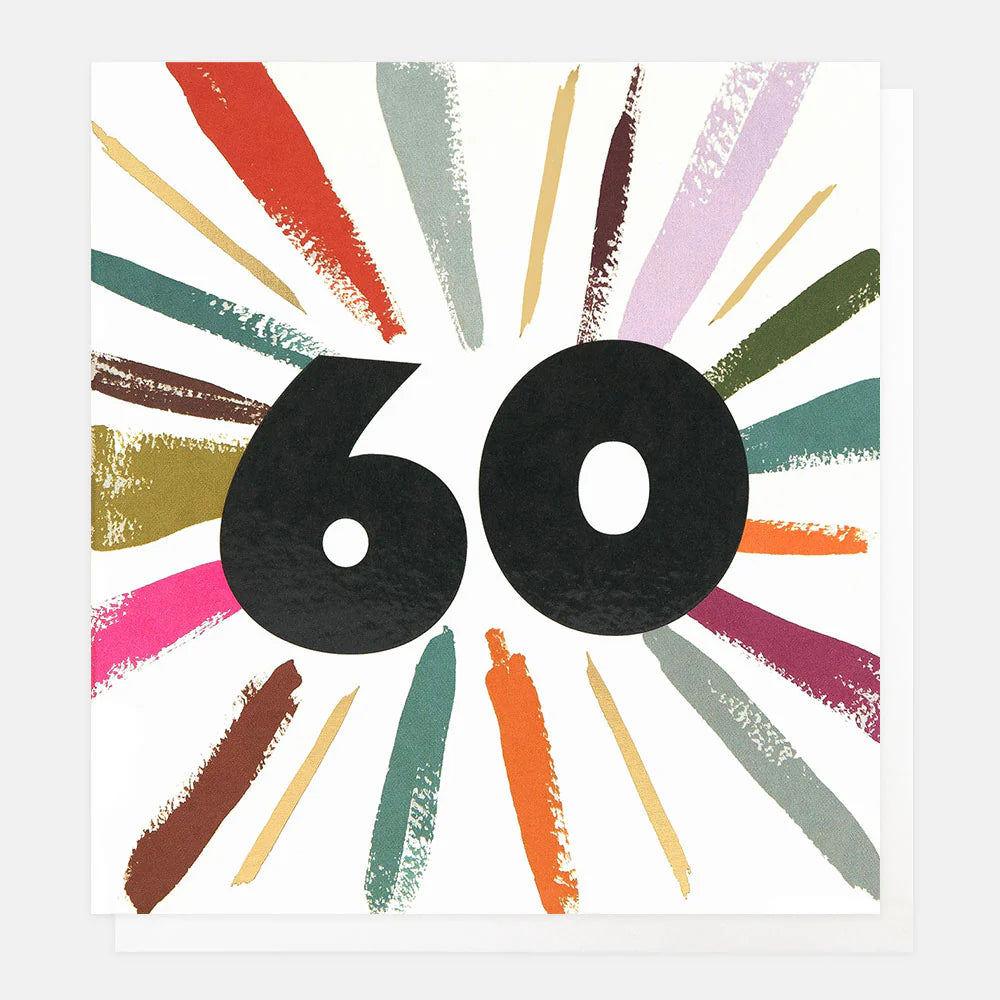 Colorful Caroline Gardner Age 60 birthday card with multicolour design, perfect for celebrating a special milestone.