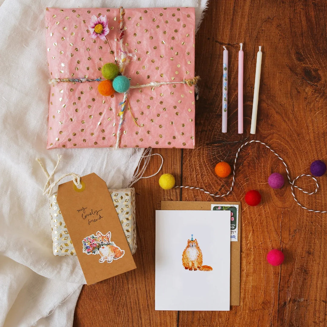 Cat Wearing a Party Hat Mini Card