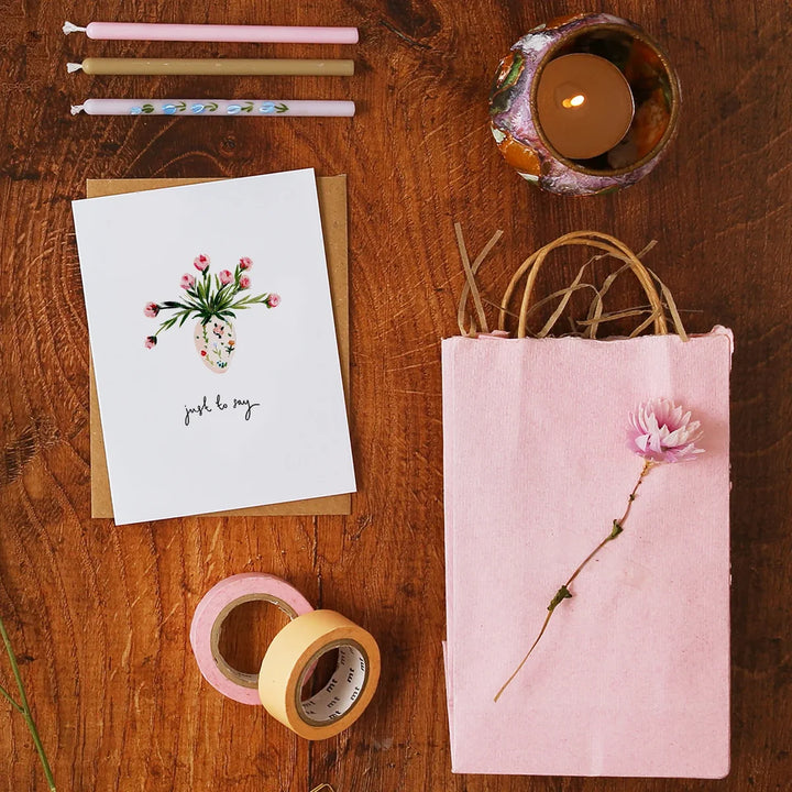Vase of Flowers Just to Say Mini Card