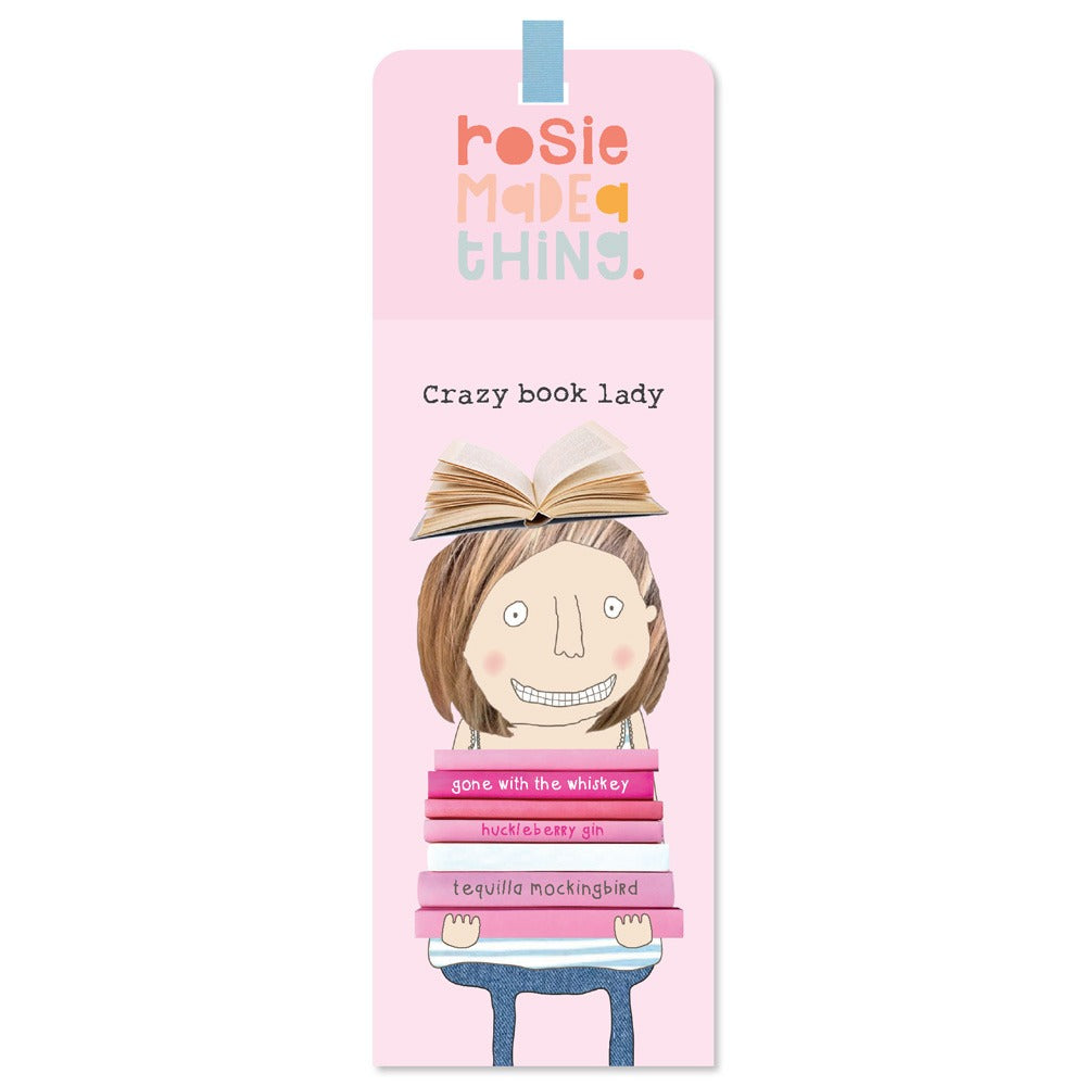 Rosie Made a Thing Crazy Book Lady bookmark with colorful design, perfect for book lovers, from Cornucopia Home and Gift.