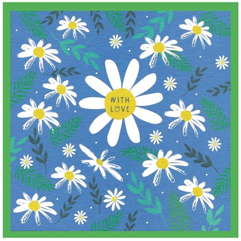 Cinnamon Aitch "With Love, Daisies" greeting card featuring a floral design with daisies, perfect for special occasions.