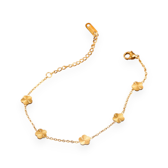 Gold Five Flower Bracelet