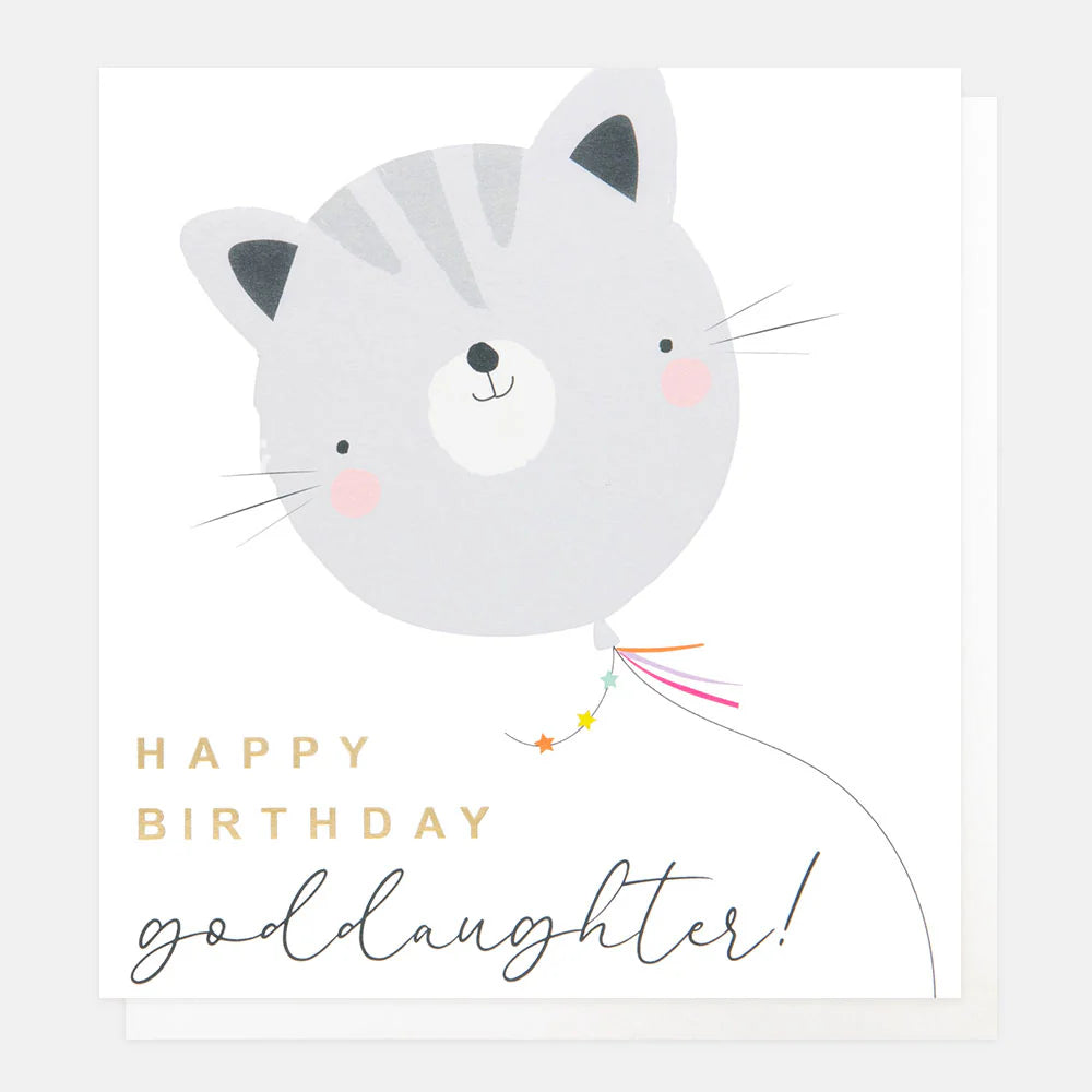 Caroline Gardner Goddaughter birthday card with colorful floral design, featuring cheerful illustrations on a festive greeting card.