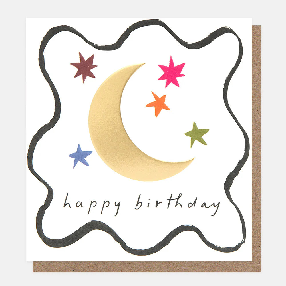 Gold moon birthday card by Caroline Gardner featuring a festive design, perfect for celebrating special occasions.