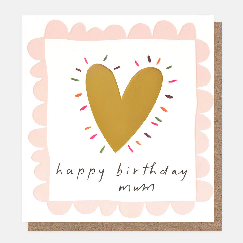Happy Birthday Mum Gold Heart Card