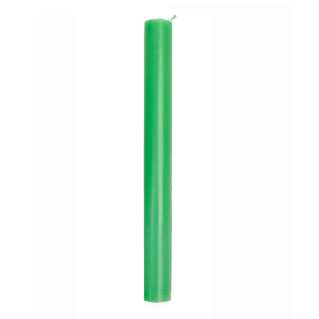 Green Boho straight dinner candle by Talking Tables for Cornucopia Home and Gift, shown in a close-up view with textured surface.