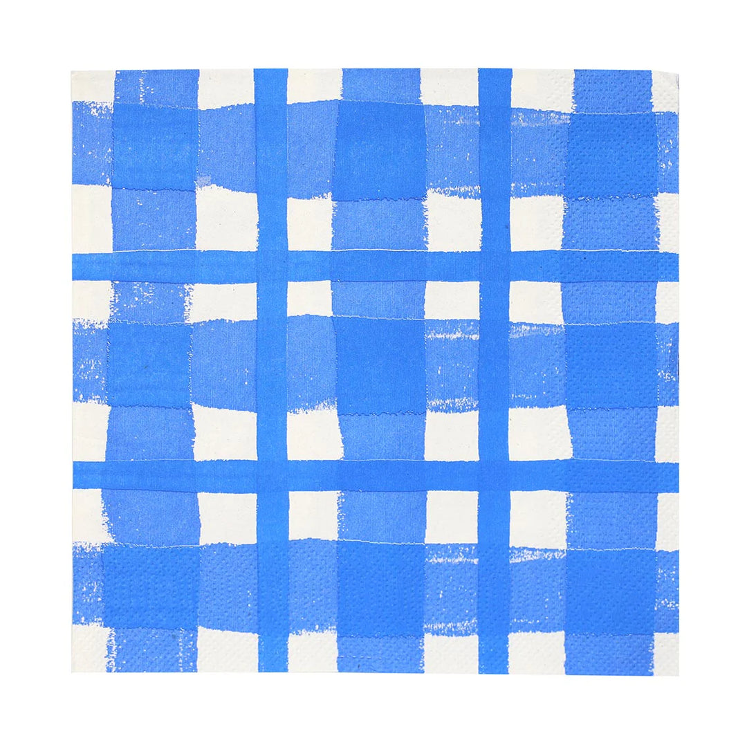 Blue &amp; White Check Napkins - 20 Pack