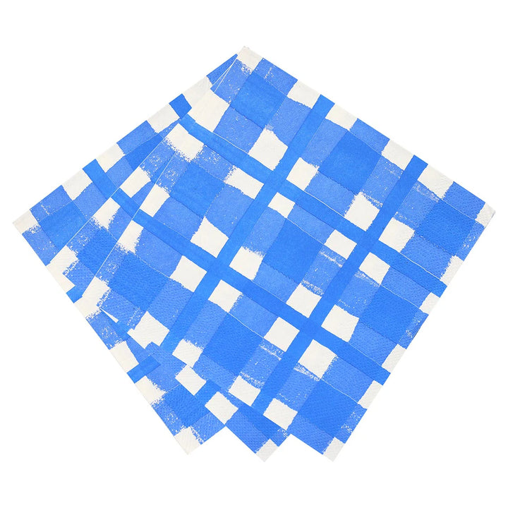 Blue &amp; White Check Napkins - 20 Pack