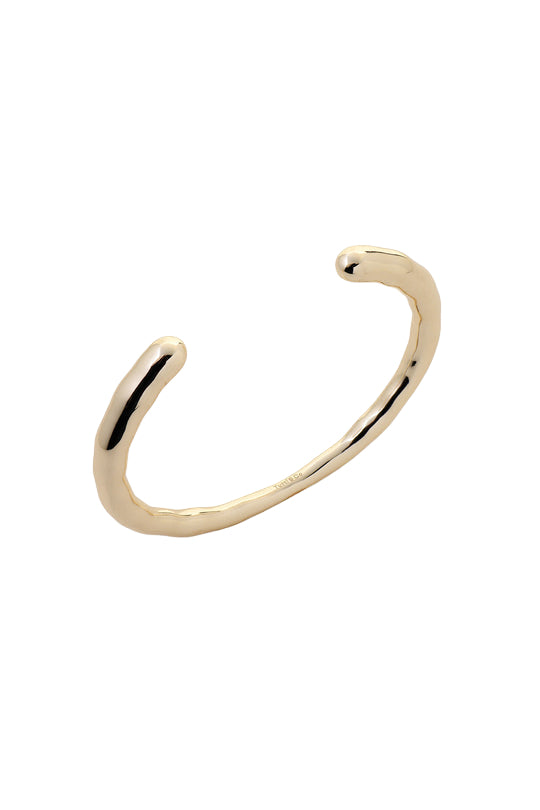 Gold Dew Bangle by Tutti &amp; Co, featuring a delicate, shiny gold design perfect for elegant jewelry styling.