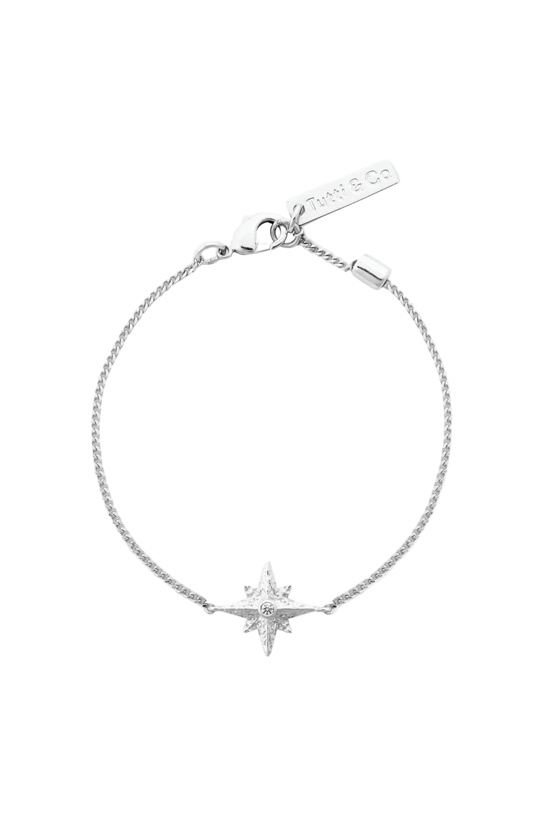 Silver Faith bracelet by Tutti & Co featuring a delicate chain and faith-inspired charm, perfect for everyday wear.