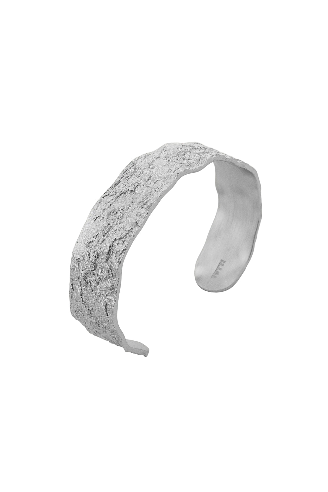 Silver Revere Bangle by Tutti & Co featuring a sleek, modern design, perfect for elegant everyday wear.