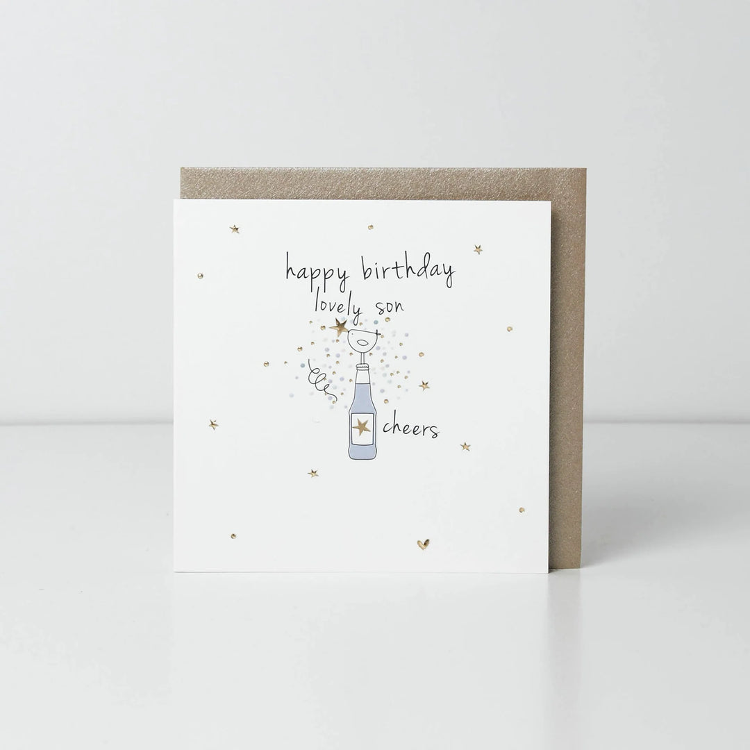 Birdie Happy Birthday Lovely Son Card - Foiled &amp; Embossed