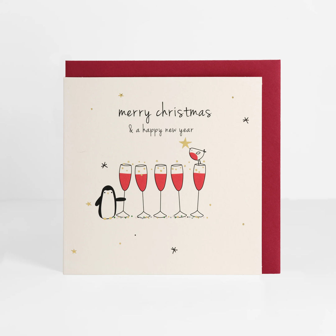 Merry Christmas &amp; a Happy New Year Card - 130mm