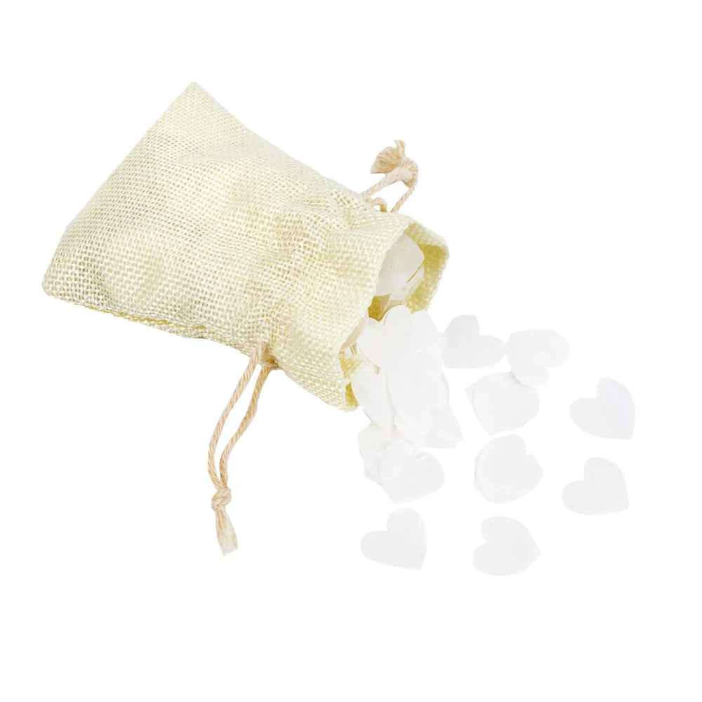 Bride Vibes paper heart confetti from Talking Tables, featuring small paper hearts in white and pink for wedding celebrations.