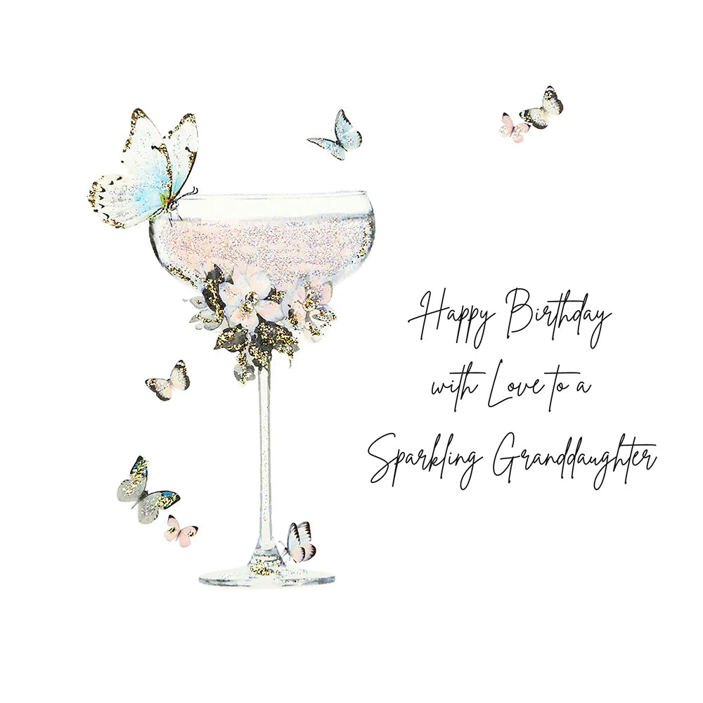 Five Dollar Shake sparkling granddaughter card featuring colorful floral design, suitable for celebrating a special granddaughter.