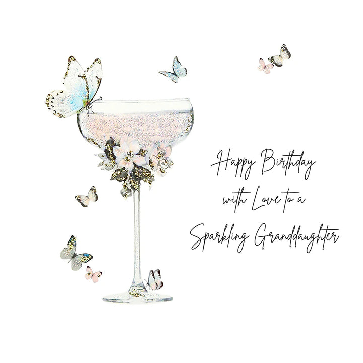 Five Dollar Shake sparkling granddaughter card featuring colorful floral design, suitable for celebrating a special granddaughter.
